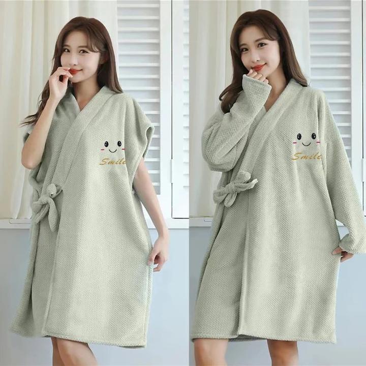 浴袍可穿浴巾洗澡浴裙短长袖秋冬季女款加厚加长吸水保暖绑带裹巾