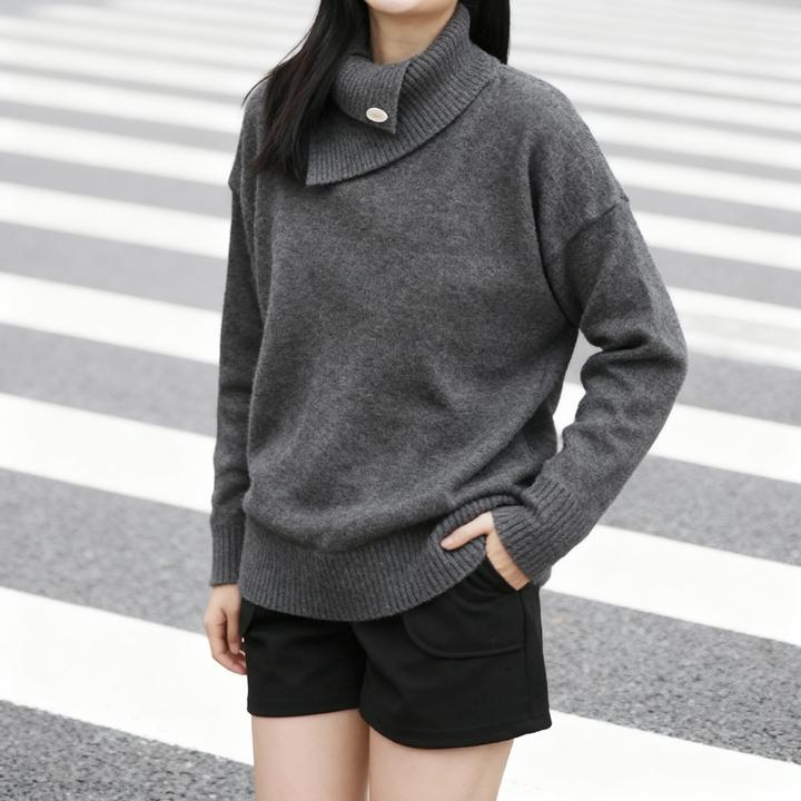 灰色高领针织衫女2025秋冬新款慵懒风软糯洋气显瘦内搭打底衫上衣