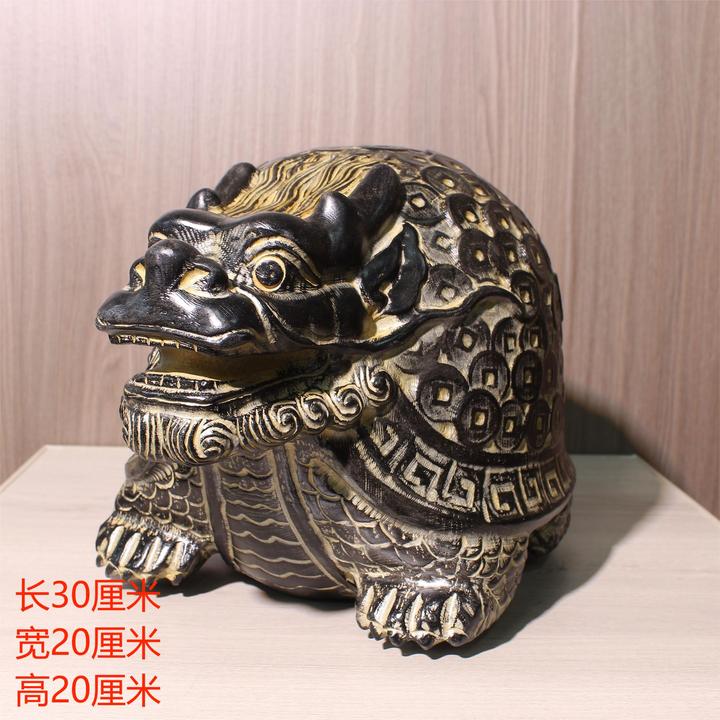 30CM金钱龙龟|茶室会所客厅桌面复古造景青石雕刻摆件