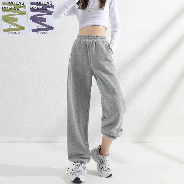 束脚两穿运动裤女小个子休闲卫裤女高腰宽松直筒哈伦裤窄版阔腿裤