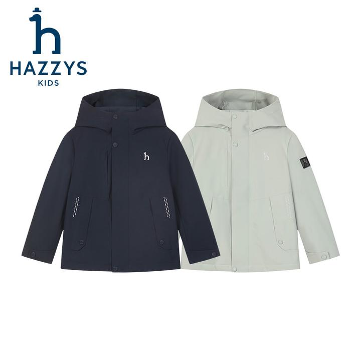 Hazzys/哈吉斯品牌童装男童连帽厚风衣秋新款休闲保暖时尚