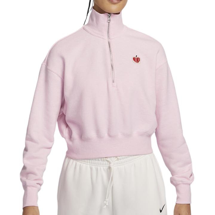 NIKE耐克女子NSW PHNX FLC QZ CROP GCEL针织无帽卫衣HV8731-663