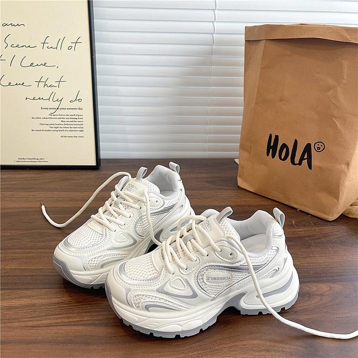 秋冬季韩版潮牌时尚复古网面厚底老爹鞋学生百搭运动透气休闲鞋女