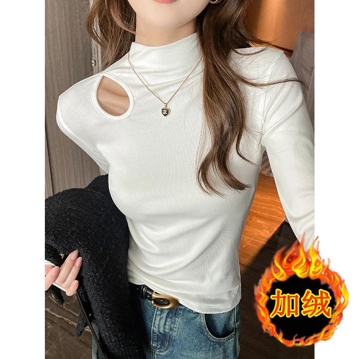 黑色长袖打底衫女装内搭修身2025秋冬季新款设计感半高领显瘦上衣