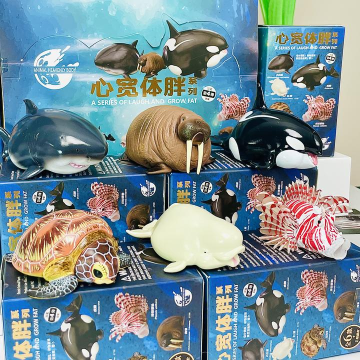 【开盒不退不H】动物星球心宽体胖系列4弹海洋生物篇盲盒乌龟鱼手办