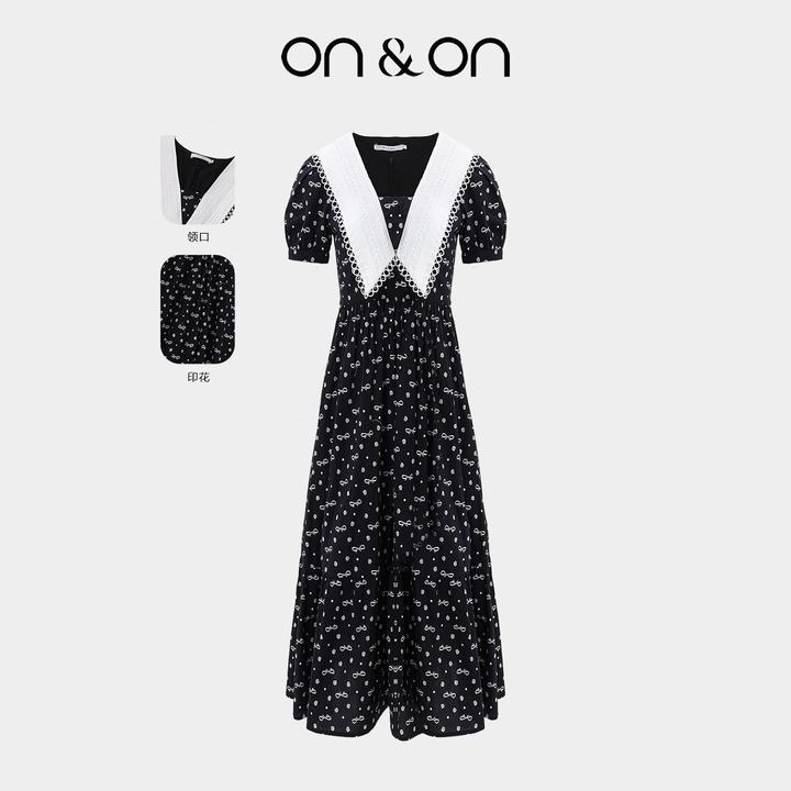 ON&ON/安乃安夏季新款韩系复古撞色娃娃领碎花连衣裙N5SA1642001