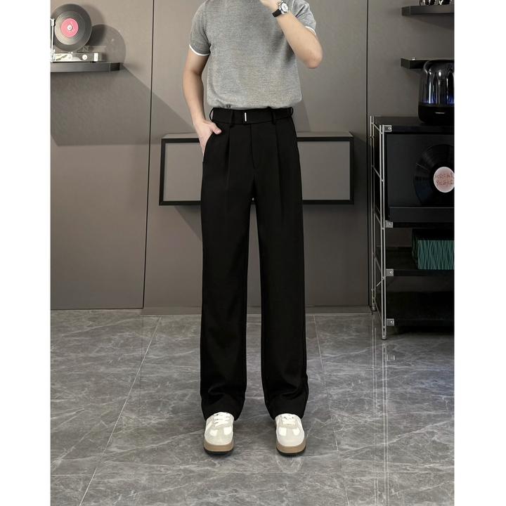 【定织斜纹莱卡】秋季新款合金竖扣设计感抗皱百搭直筒垂感休闲西裤