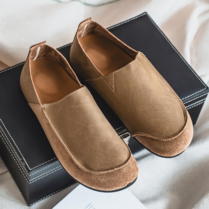 男鞋2025新款磨砂皮大码男鞋豆豆鞋软底休闲百搭单鞋一脚蹬驾车鞋