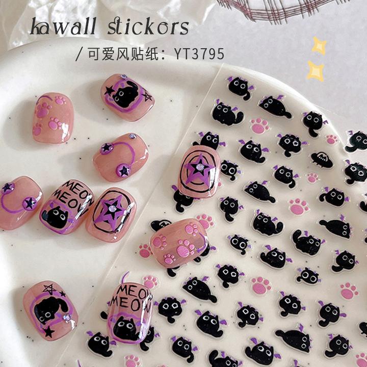 KaSi美甲贴纸可爱风贴花卡通猫咪动物2025年爆款款指甲装饰品
