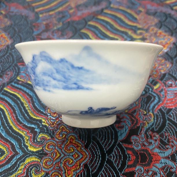 云山入怀满容70毫升薄胎压手杯（手绘山水画面）主人杯名窑