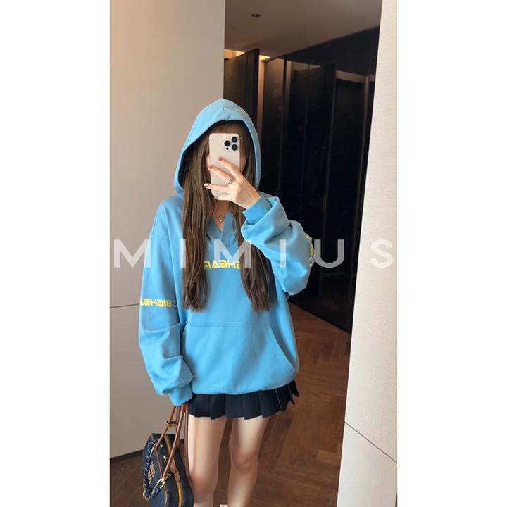 【mimius】P 明星同款独家定染撞色字母套头卫衣 G09120