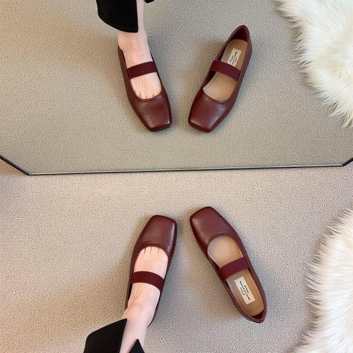 【DR专柜正品】温柔小单鞋！红色复古方头单鞋女2025春新款法式绝