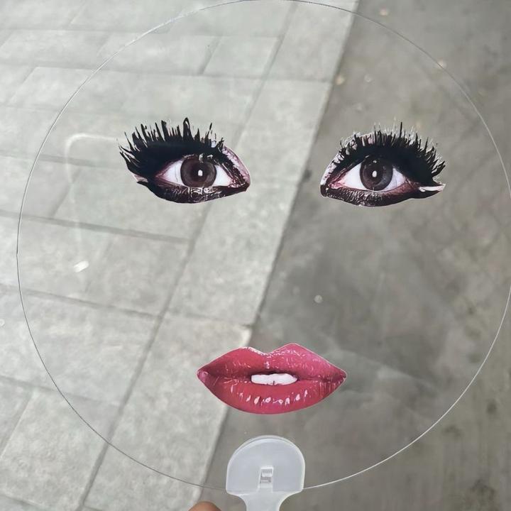 扇子演唱会烈焰红唇扇子追星应援透明夏日清凉道具扇抽象