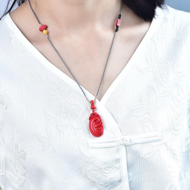 含辰砂工艺品吉祥如意吊坠高含量朱砂辰砂挂件项转转