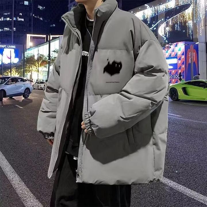 大码港风加厚棉服外套男女冬季棉衣防寒保暖立领印花面包服棉袄潮