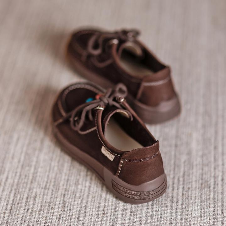 头层牛皮厚底休闲鞋女2025秋季新款女鞋百搭复古系带乐福小皮鞋女