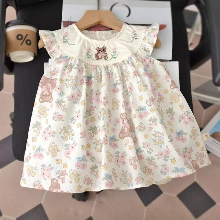 女童连衣裙韩版夏季女宝宝碎花公主裙周岁礼服纯棉潮短袖婴儿裙子