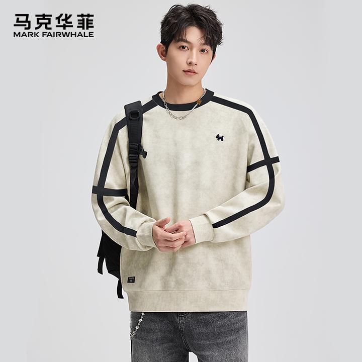 MARK FAIRWHALE/马克华菲潮牌扎染撞色织带卫衣男春秋款长袖上衣