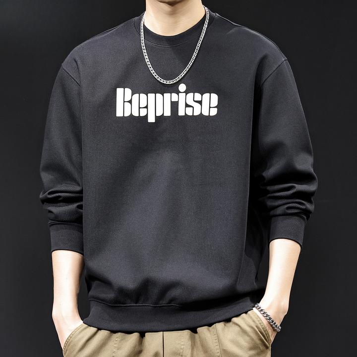 纹理感字母圆领卫衣男2025秋季新款潮牌宽松大码休闲长袖高端衣服