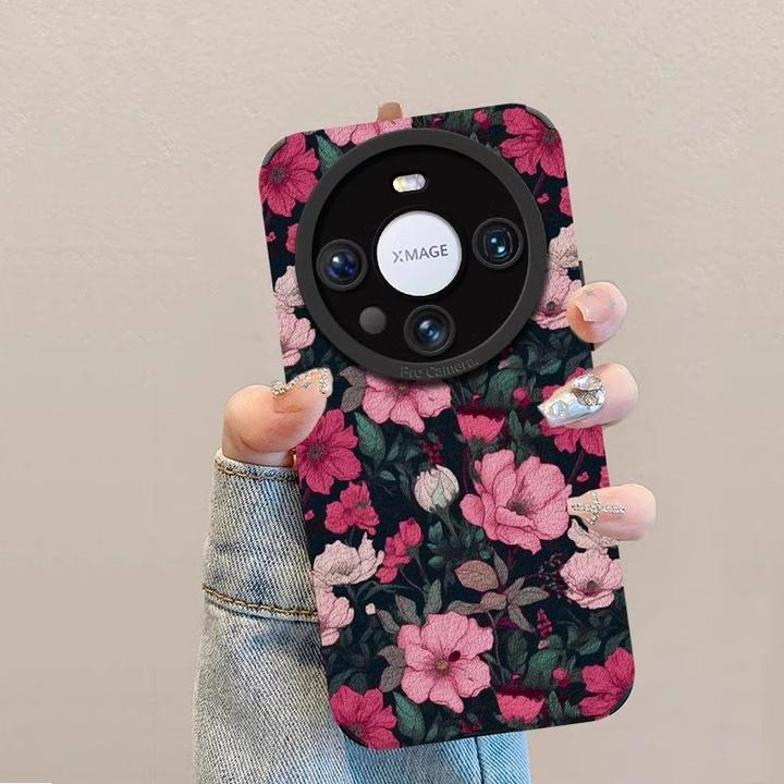 粉色山茶花适用华为mate70pro手机壳mate60Pro女p70pro时尚高级女