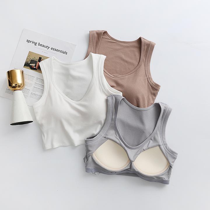 吊带背心女夏季带胸垫内搭2025新款宽肩带无袖打底薄露脐短款上衣