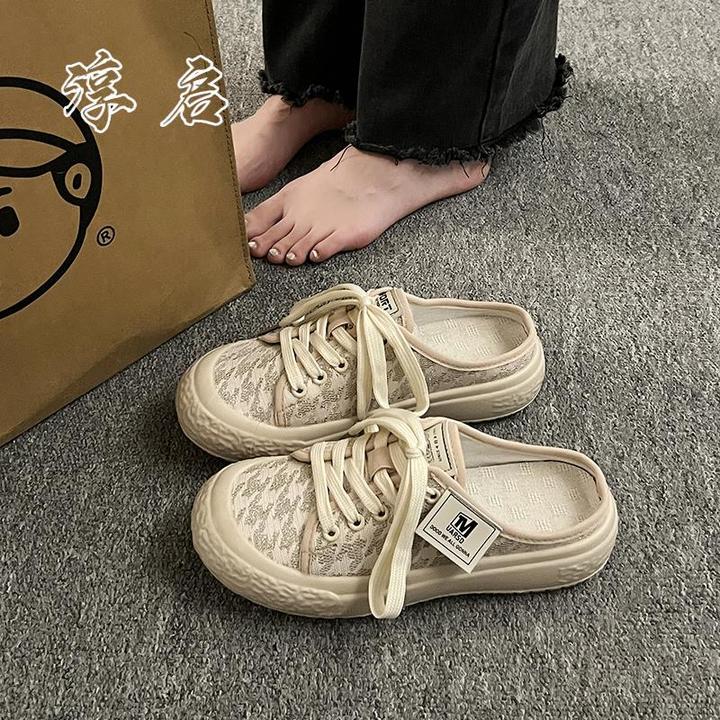 淳启包头半拖鞋2025新款春夏季外穿老北京布鞋无跟布拖休闲一脚蹬