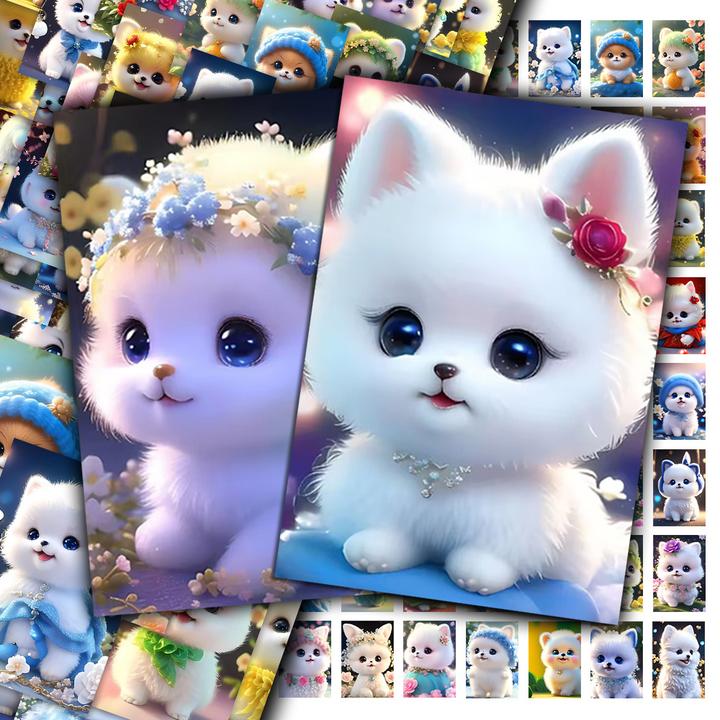 54张卡通可爱萌宠狗狗贴纸ins风治愈系唯美创意动物贴纸装饰手账