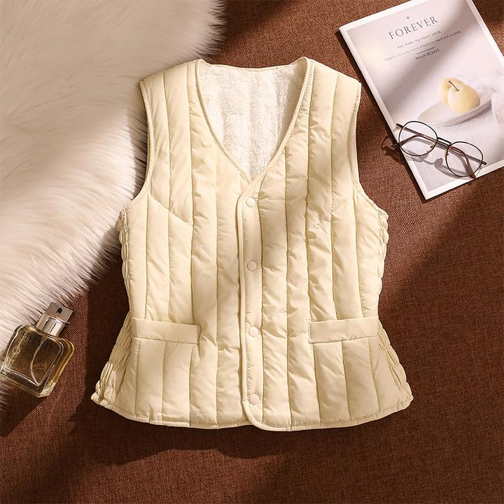 2025新款秋冬加绒加厚棉马甲背心女轻薄保暖修身百搭打底坎肩上衣