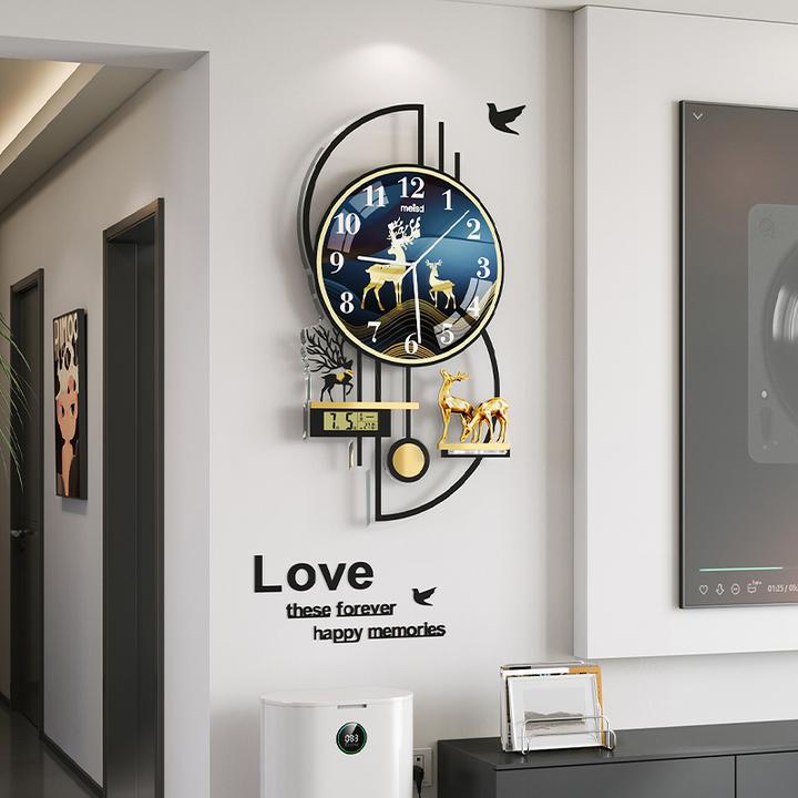 美世达钟表客厅挂钟新款2025升级加厚万年历挂表家用静音时钟挂墙