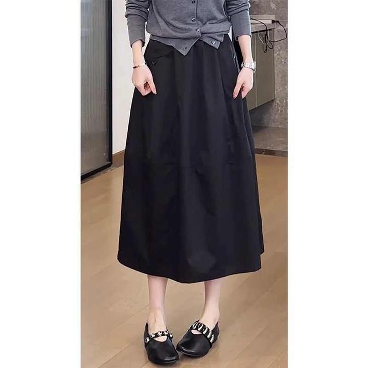 纯棉花苞半身裙子女夏季薄款2025新款高腰显瘦宽松中长款a字伞裙