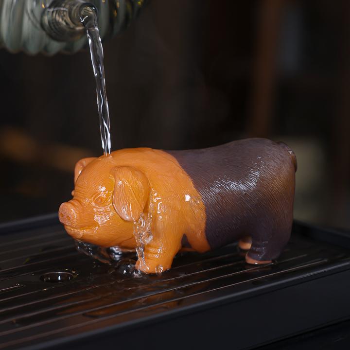变色猪茶宠摆件茶玩茶道配件摆高级创意茶玩器物十二生肖福猪个性
