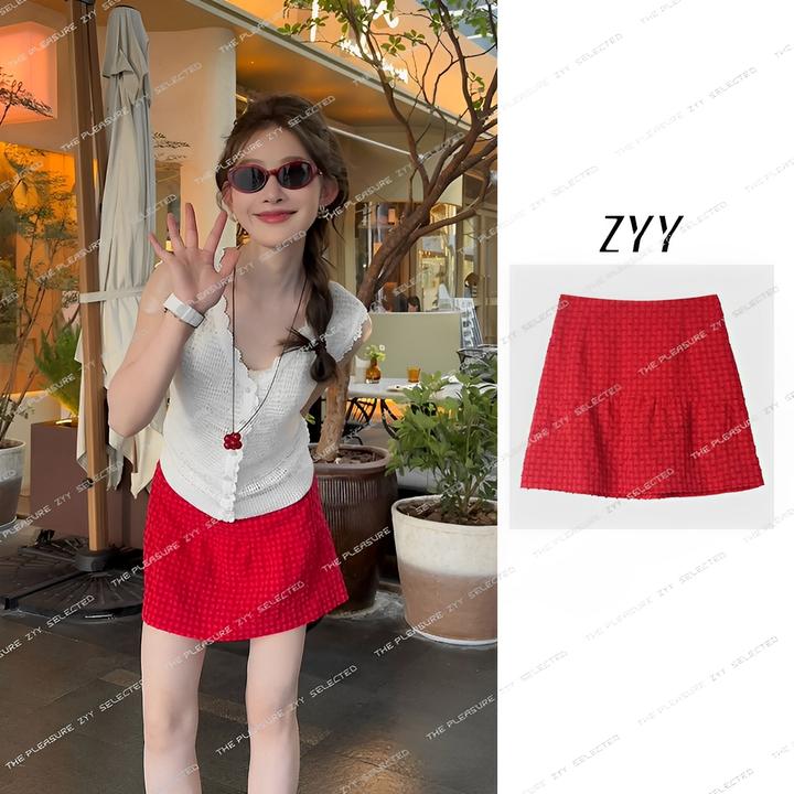 ZYY【时光肌理】2025/S新品立体格纹半身裙泡泡肌理A字X25CDQ02064