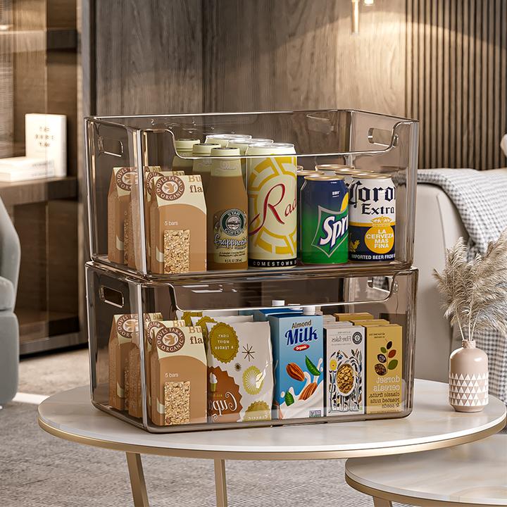 俏洁桌面收纳盒家用零食化妆品面膜透明筐杂物厨房宿舍书本整理箱