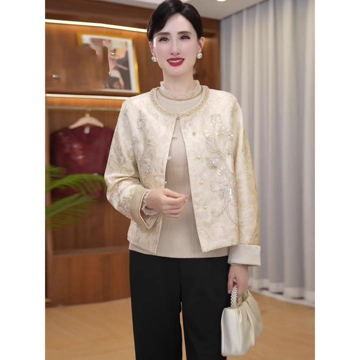 中年妈妈小香风短款外套洋气春秋装阔太太时尚上衣中年女2025新款