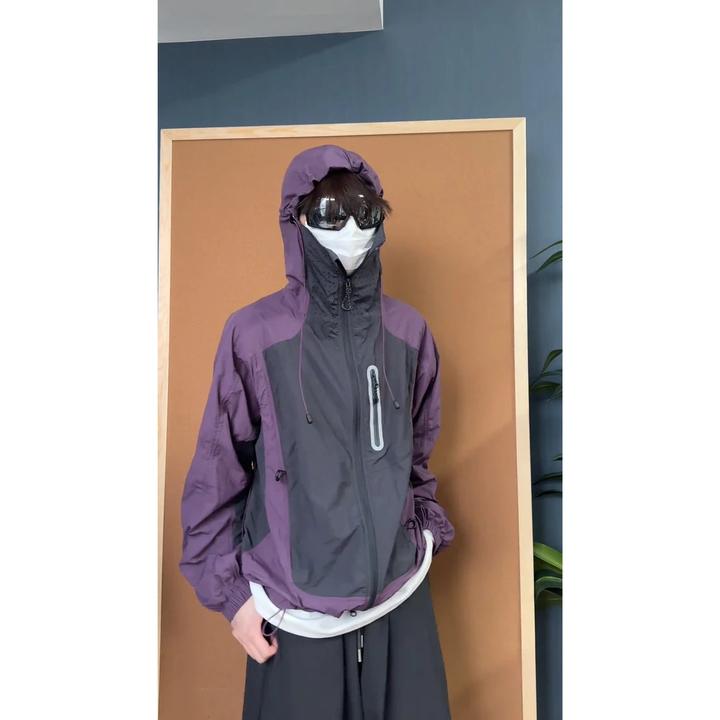 UPF50+山系撞色拼接防晒衣男夏季防紫外线连帽冲锋外套钓鱼登山服