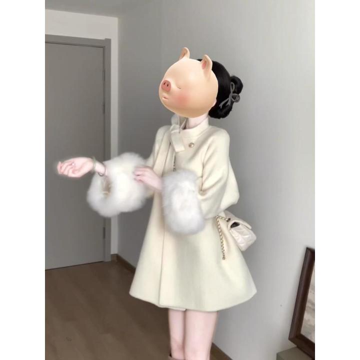 甜辣妹毛呢外套女秋冬高级感富家千金小个子连衣裙小香风呢子大衣