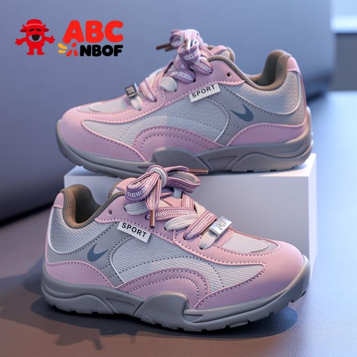 ABC NBOF童鞋女童运动鞋2025秋新款皮面防水女孩轻便防滑儿童板鞋