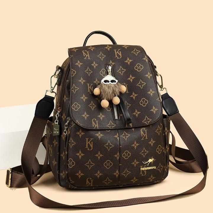 米琦袋鼠品牌女包软皮背包2025新款大气时尚女士大容量旅行双肩包