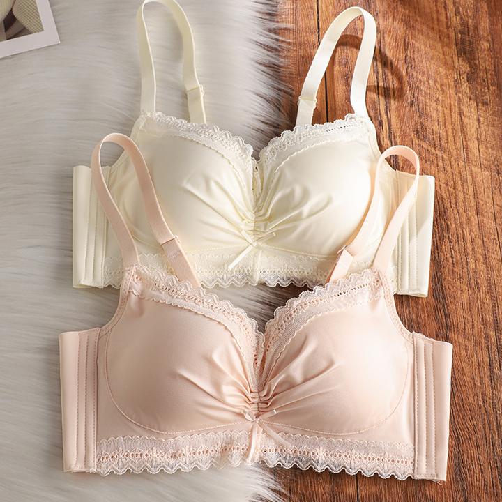 法式性感内衣女夏小胸聚拢收副乳防下垂调整型无钢圈蕾丝文胸罩