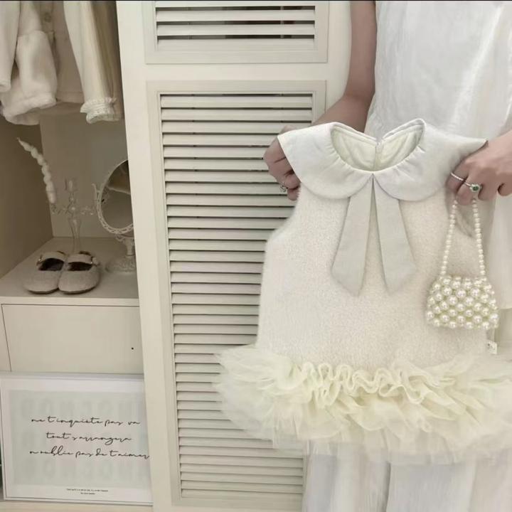 女童冬季连衣裙2025新款洋气宝宝小香风毛呢背心裙儿童公主礼服裙