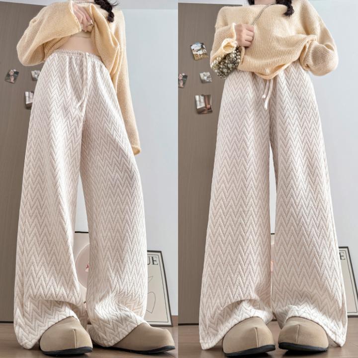 雪尼尔人字纹阔腿裤