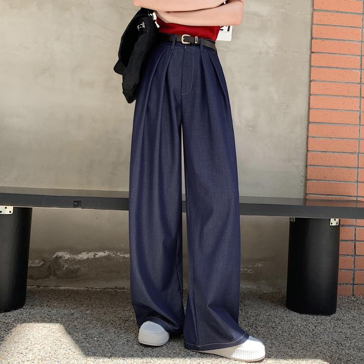 天丝牛仔裤夏季薄款2025新款高腰垂感小个子凉凉冰丝阔腿裤垂坠感