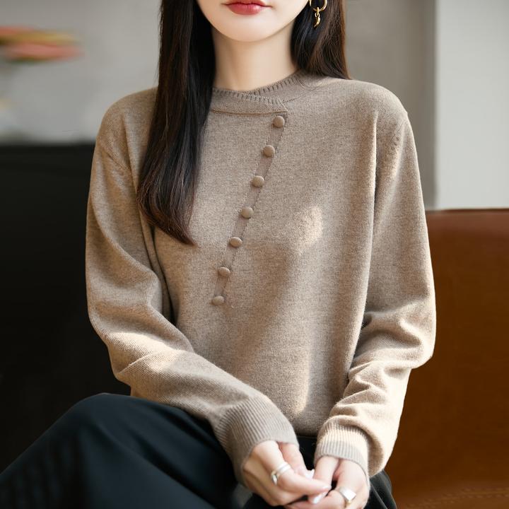 大码新中式国风针织打底衫女秋冬新款遮肚子宽松百搭时尚上衣毛衣