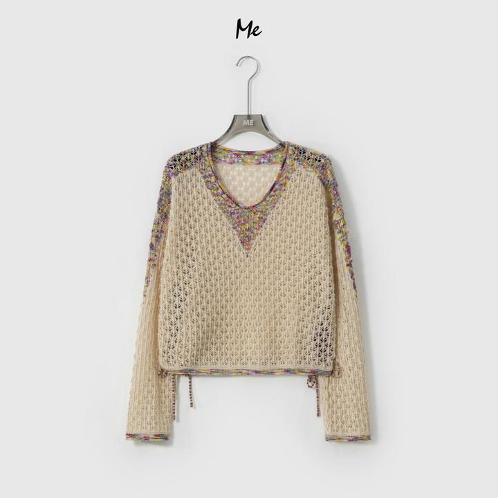 ME【100%绵羊毛花茶衫】超柔艺术镂空松弛时尚百搭休闲毛衣MESA1856