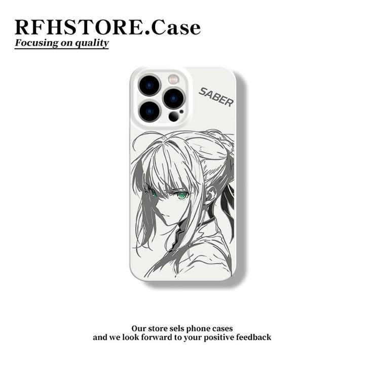 线条saber适用苹果1615pro菲林手机壳华为P70vivoppo小米14动漫风