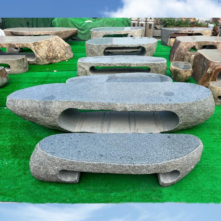 石桌石凳天然大型鹅卵石整石桌子户外石头桌椅公园家用茶台桌摆件