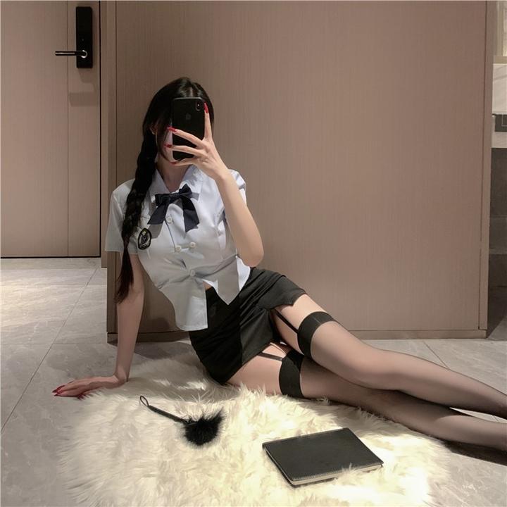 乖乖学姐甜美JK性感学院风制服紧身包臀裙空姐制服成人趣味服