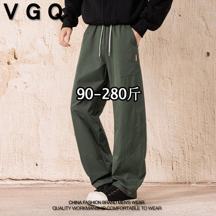 春秋季休闲长裤男款加肥大码帅气百搭潮流纯色简约柳叶档直筒裤男