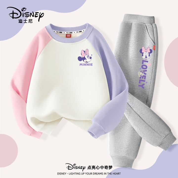 迪士尼童装女童秋季套装2025新款中大童春秋薄款卫衣儿童秋装女孩