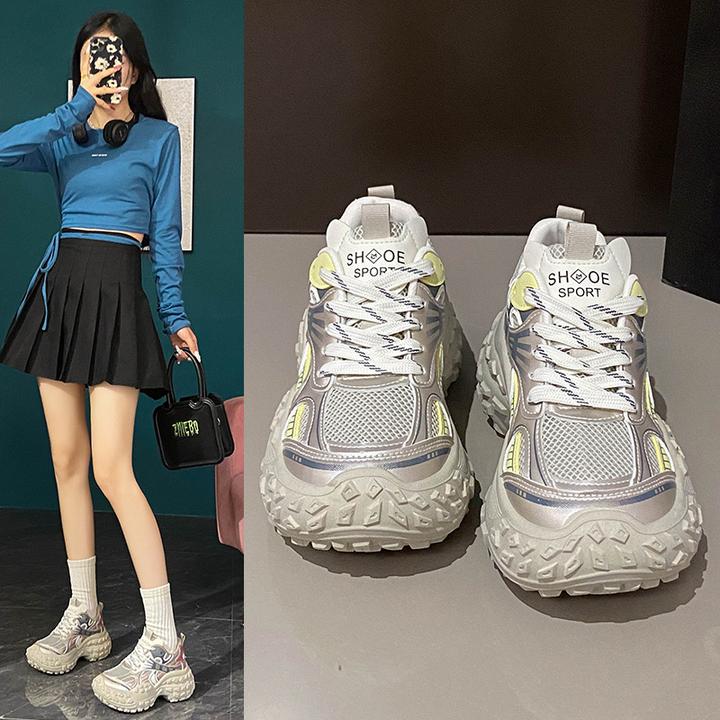 夏季网红韩版新款老爹鞋女春季时尚百搭透气运动跑步休闲厚底女鞋